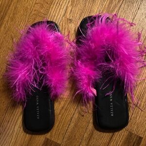 women’s shoes sandals size 8 1/2 pink frill fluffy